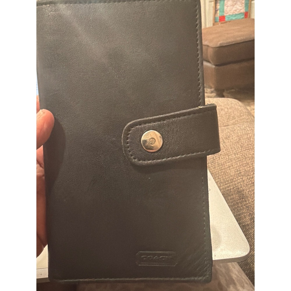Vintage Coach Black Glove Tanned Leather Checkbook Cover Wallet USA Made - Picture 10 of 11